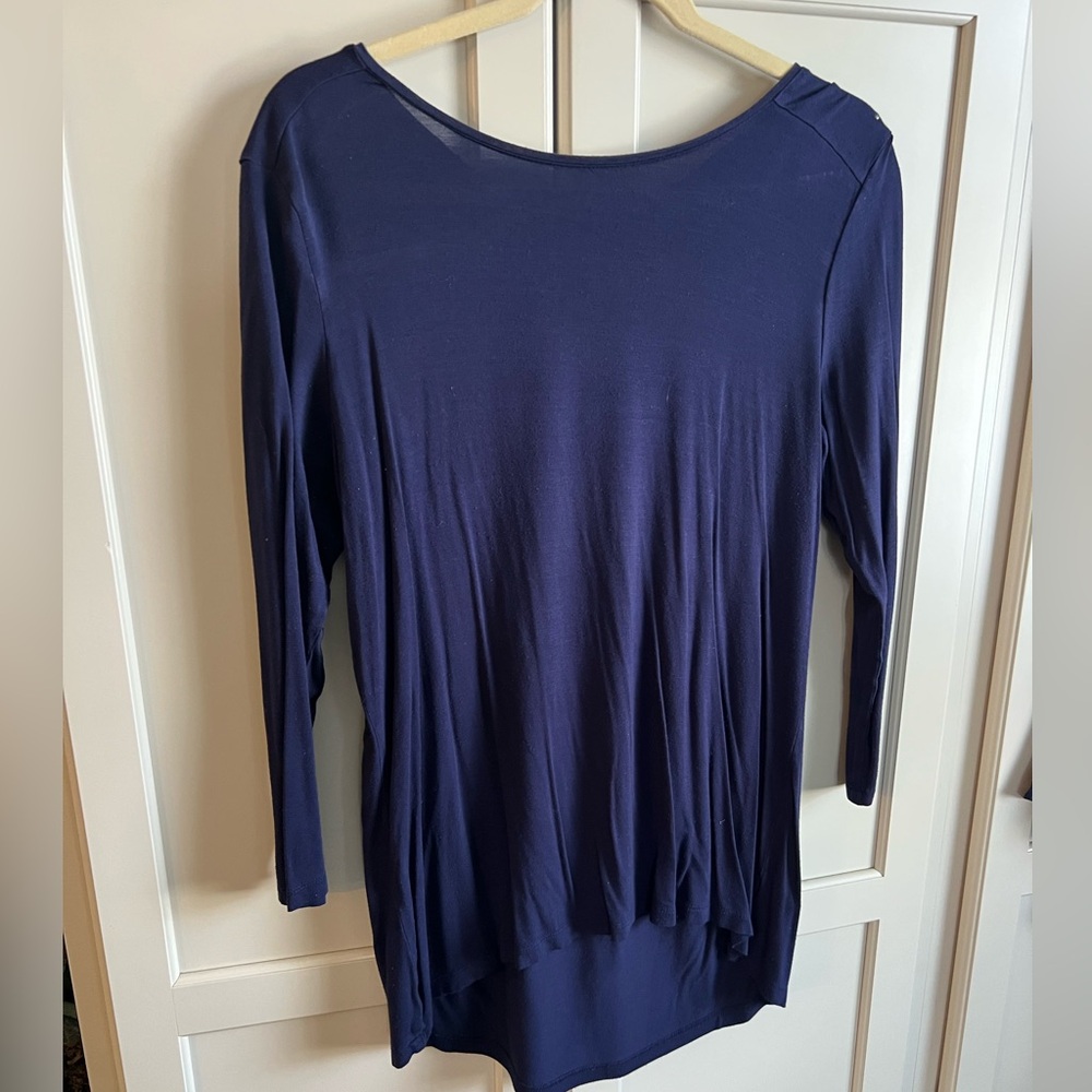 Faded Glory Deep Blue Long Sleeve Top with‎ Shoulder Detail